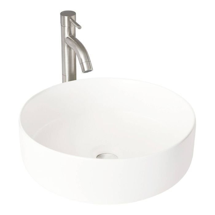 CIBO Matte White Round Thin Edge Ceramic Basin
