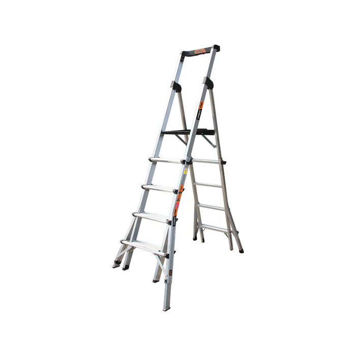Gorilla 150kg 5 - 8 Step Silverback Adjustable Platform Ladder With Leveller Legs