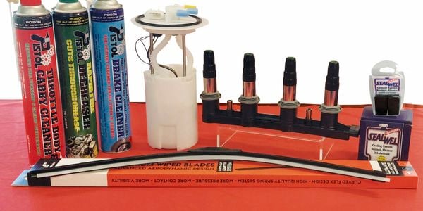 Swann automotive products in shot in a row