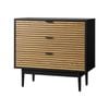 Oikiture 3 Chest Of Drawers Bedside Table Black