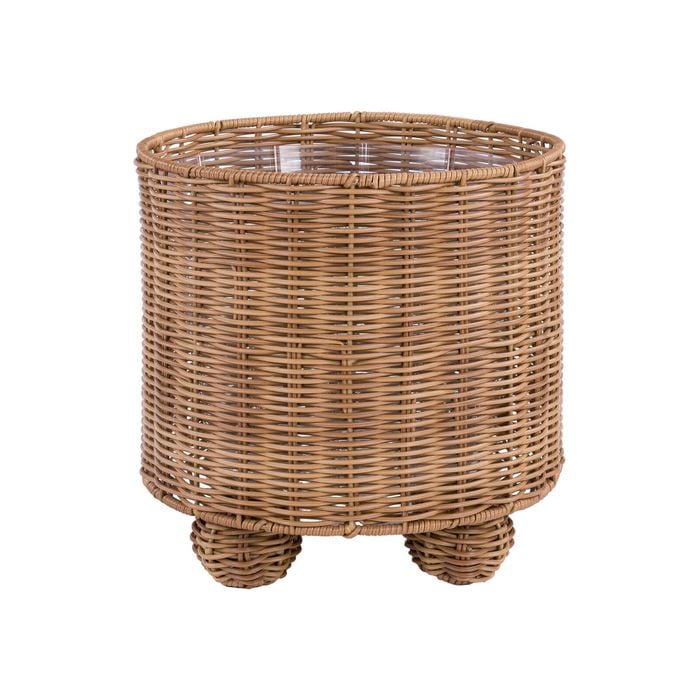 Astin Sinclair 280 x 280mm Medium Natural Poly Rattan Basket Planter with Feet