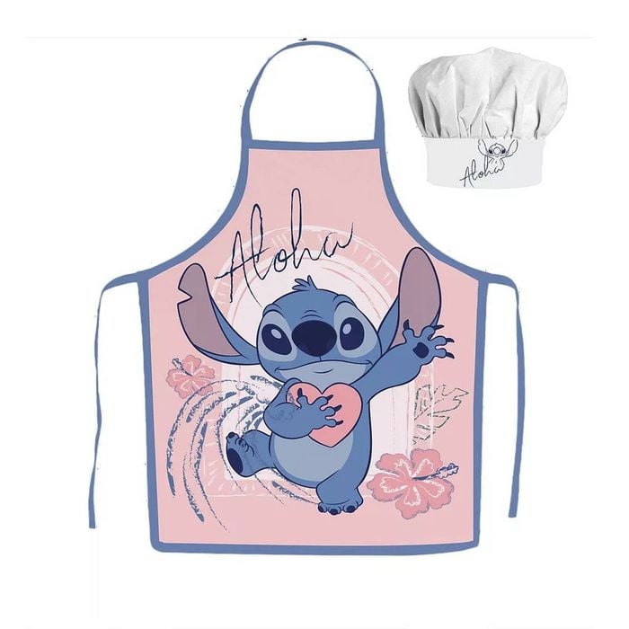 Disney Lilo And Stitch Kids Pink Apron And Chef's Hat Set