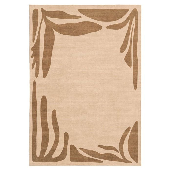 Loopsie-290cm X 190cm-marbela Tonal Brown Botanical Border Washable Rug