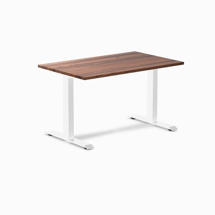 Desky Fixed Height Walnut Hardwood Desk 120x75cm White Leg