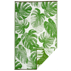 Fab Habitat 120x179cm Green Panama Lime Botanical Recycled Plastic Outdoor Rug