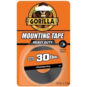 Gorilla 1.5m Black Double Sided Mounting Tape