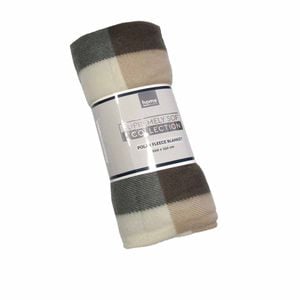 Budget 165gsm Printed Checkered Soft Polar Fleece Extra Large Throw / Single Sized Blanket 150 X 200 Cm Brown