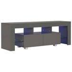 vidaXL TV Cabinet with LED Lights High Gloss Grey Media Entertainment Center