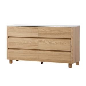 Oikiture 6 Chest of Drawers Dresser Tallboy Storage Cabinet Faux Marble Top