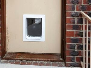 DIY Step Image - How to install a pet door . Blob storage upload.