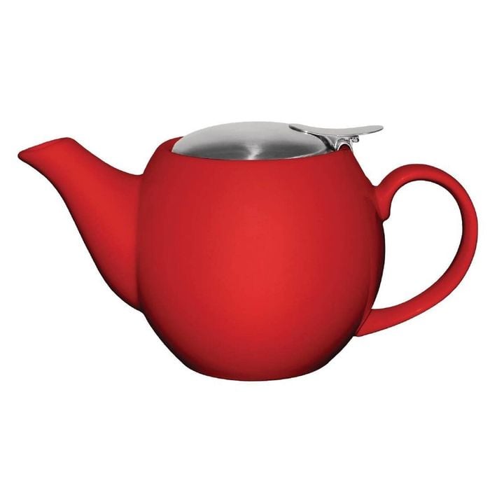 Olympia Cafe Teapot Stoneware With Removable Stainless Steel Infuser Red 510ml