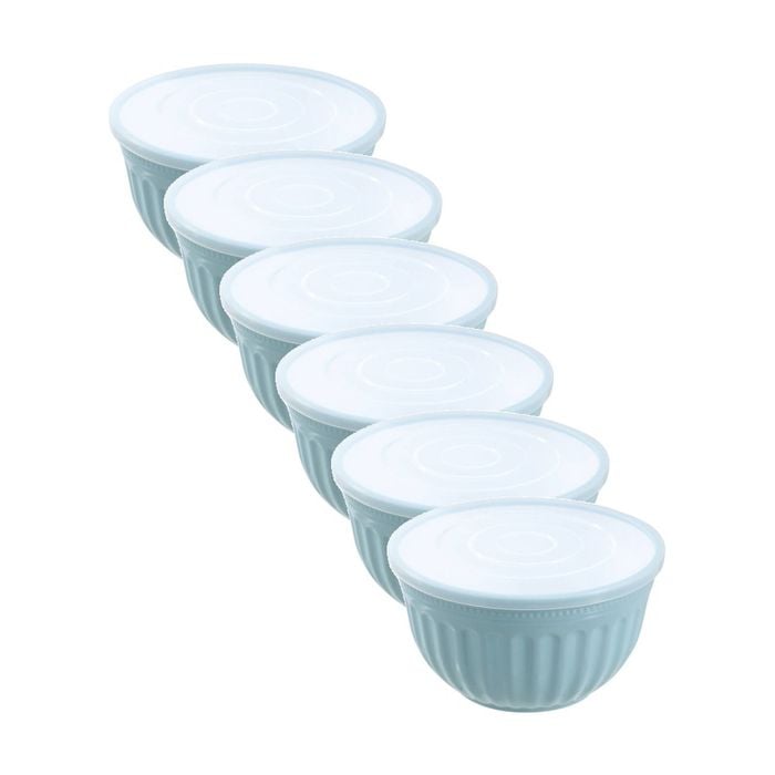 6x Lemon And Lime Salad Bowl Lidded Plastic Food Storage Container 2l Assorted