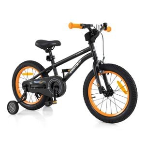 Costway Kids Dual-brake Bicycle W/training Wheels Adjustable Bike - Black