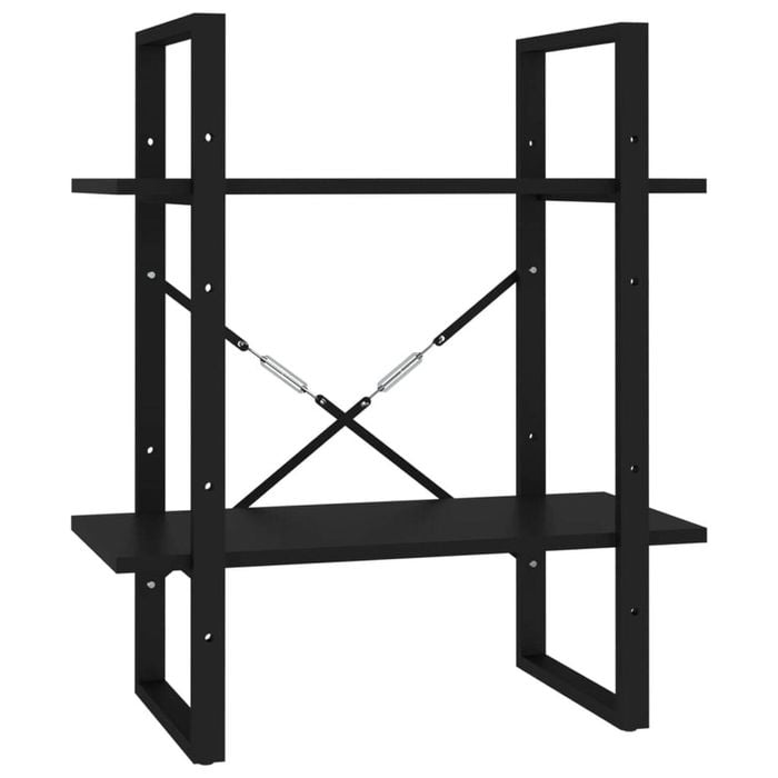 vidaXL 2-Tier Book Cabinet Black Engineered Wood Storage Rack Bookcase Stand