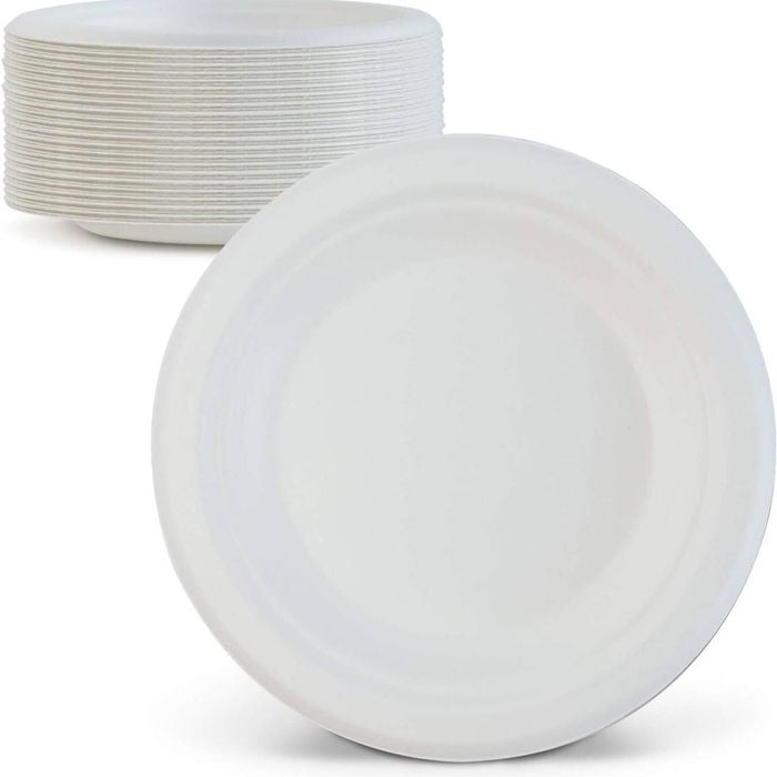 600pcs Disposable Sugarcane asse Round Plates 23cm Bulk