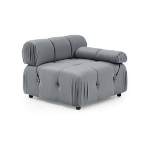 Foret 1 Pc Arm Seat Modular Tufted Velvet Sofa Lounge Couch Furniture Light Grey
