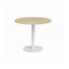 Olg Disc Meeting Table White Frame New Oak Smooth Top 600mm Diameter