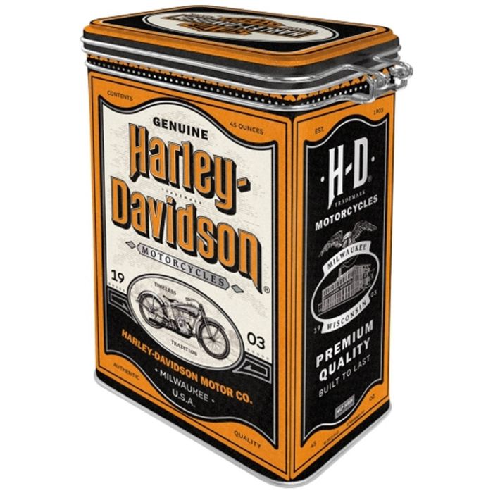 Nostalgic-art Clip Top Storage Tin Harley Davidson Milwaukee 7.5x11x17.5cm