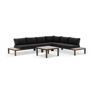 Nova Package C Outdoor Aluminium Modular Corner Lounge Charcoal & Denim Grey Cushions