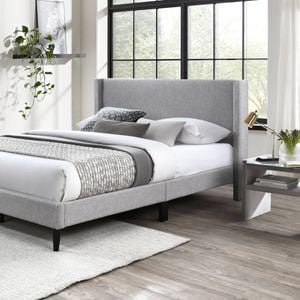 Shari Double Bed Silver Fabric