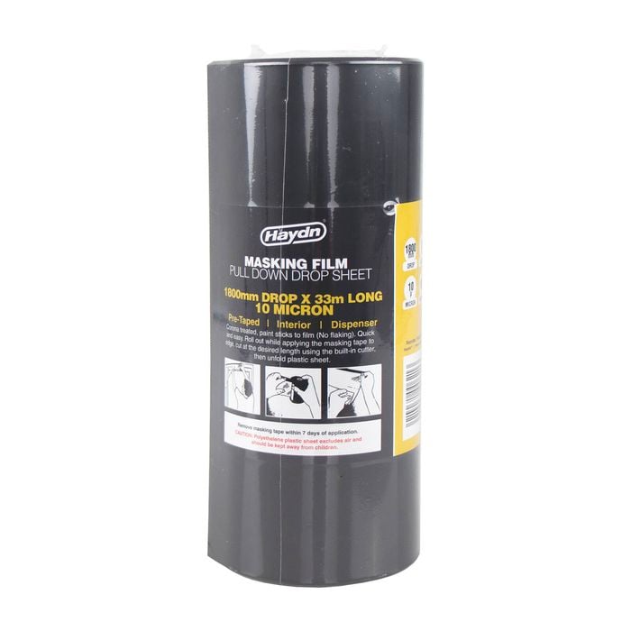 Haydn 1800 x 33000mm Pre-Taped Interior 10 Micron Masking Film with Dispenser