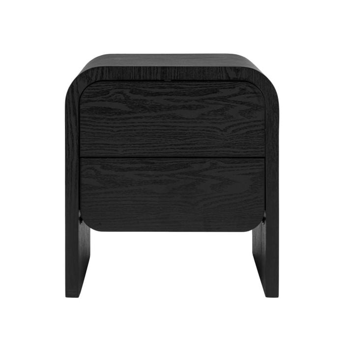 Design Square Hugh Modern Wooden Nightstand Bedside Table 2-Drawers Black