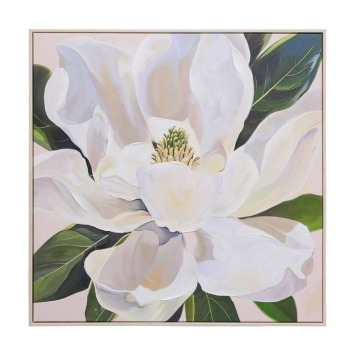 Lvd Hand-finished Wood Framed Canvas Magnolia Print Home Decor 80x80cm