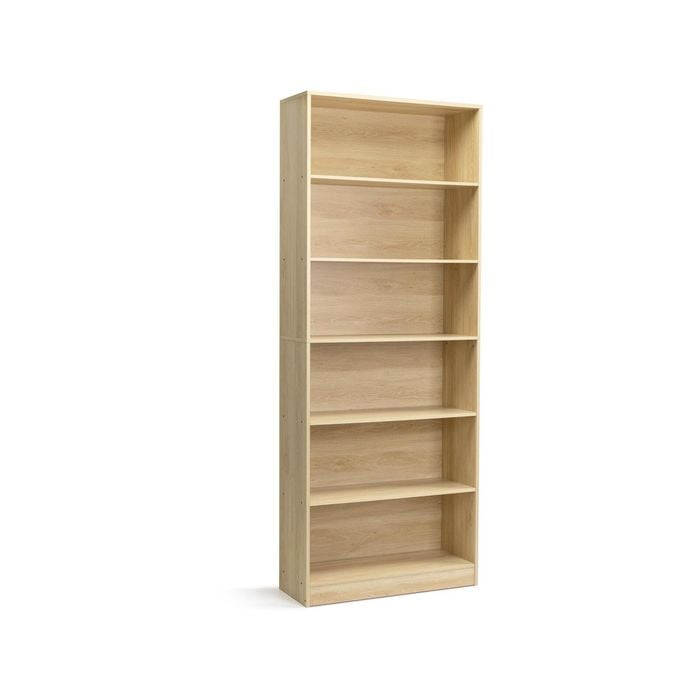 Belle Bookshelf Display Cabinet 6 Tier Bookcase Storage Display Shelf 78cm Oak