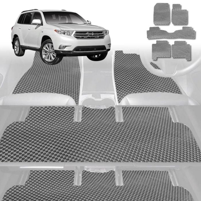 6D Diamond Car Floor Mats for Toyota Kluger 2007-2013-Ultimate Set-Grey-Outback GT