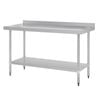 Vogue Stainless Steel Prep Table With Splashback 1500x700x900mm Commercial Kitchen Workbench