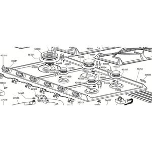 Gas Stove Cooktop Burner Assemblies - Complete To Suit CIR597X5, suits Smeg