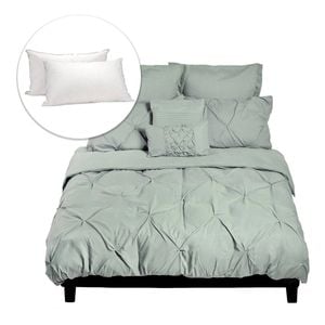 Royal Comfort Value Combo 7 Piece Comforter Set And Duck Twin Pillows Stone King