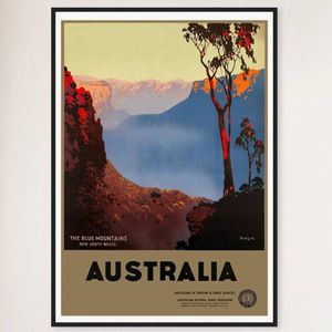 Galrie Vintage Australian Travel Poster of the Blue Mountains NSW Wall Art, Black Frame, A0 84 x 119cm (33 x 47inch)