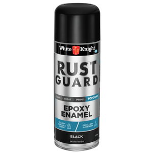 White Knight Rust Guard 310g Black Satin Epoxy Enamel Spray Paint