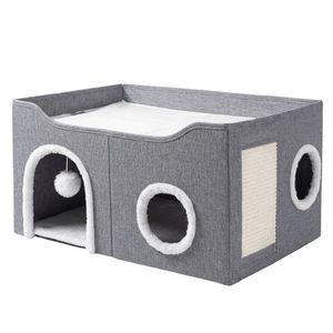 Pawz Foldable Cat House Cave Bed Hideaway Interactive Nest Scratching Board