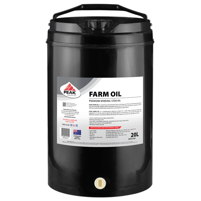 Peak 20L Farm Oil 15W40 Premium Mineral Super Tractor Oil Universal Oil