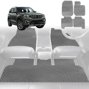 6D Diamond Car Floor Mats for Mahindra Scorpio (Z101)2022-Current-Full Set-Grey-Outback GT