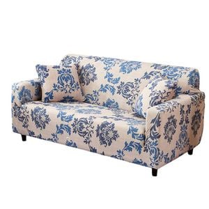 Catzon 4 Seater Stretch Sofa Cover Non-slip Polyester Printing Elastic Bottom