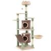 Costway 163cm Cat Tree W/2 Condos Plush Perch Basket Bed Sisal Posts Balls