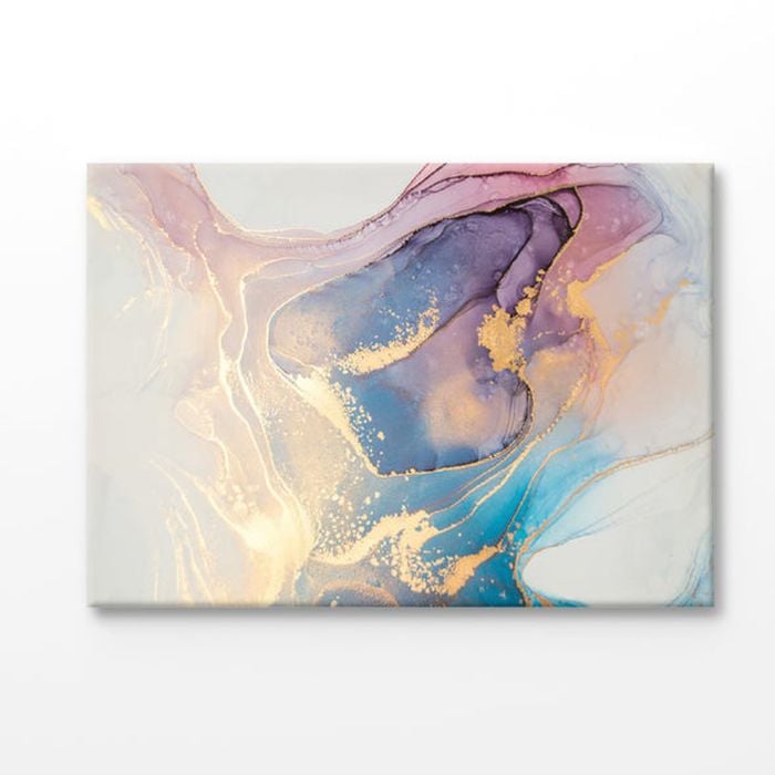 Blue & Pink Marble Abstract Print 100% Australian Made 120x90cm (Stretched Canvas)