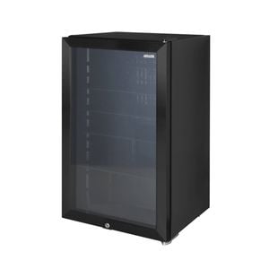98L Heller Beverage Cooler Glass Bar Fridge w/ Internal Fan Black 470x472x845mm