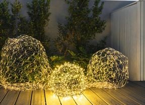 Wire baubles on grass