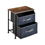 Costway Nightstand Bedside Table w/2 Fabric Drawers