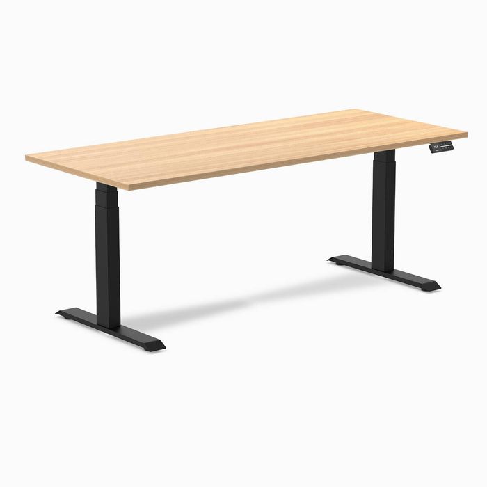 Desky Dual Melamine Sit Stand Desk Matte Black Frame 180cm