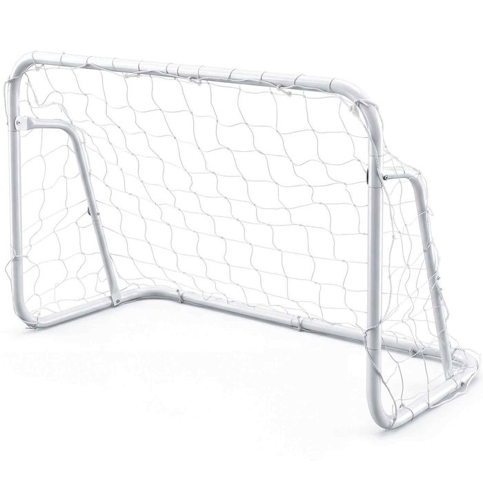 Costway Kid Soccer Goal Backyard Mini Metal Football System Net-White