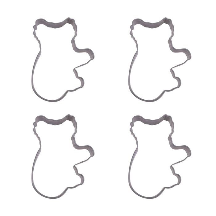 4x R&m Koala Cookie Cutter Polyresin Coated Steel Biscuit Bake Mould 9.5cm Grey