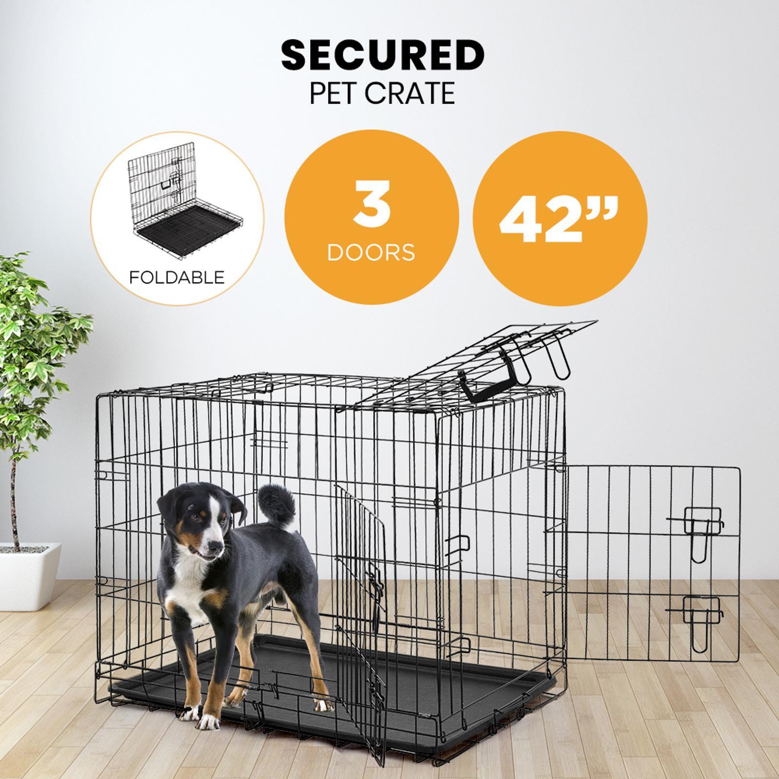 Taily Dog Cage 42 inch Large Metal Pet Crate 3 Doors Foldable Bunnings Australia