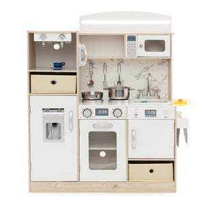 Costway Kitchen Play Set Kids Wood Pretend Cooking Toy White