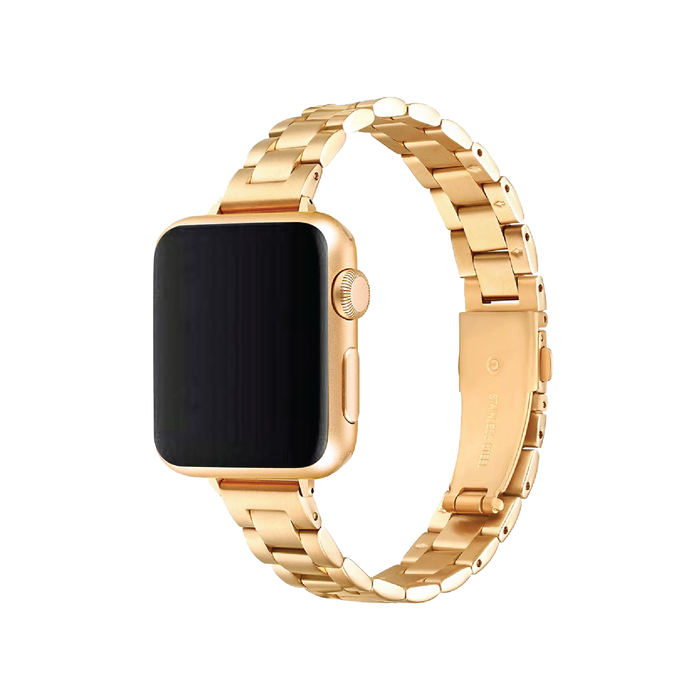 Stainless Steel Metal Slim Watch Band Strap - For iWatch Ultra [42mm Series 3] 44mm 45mm 46mm 49mm (Gold)