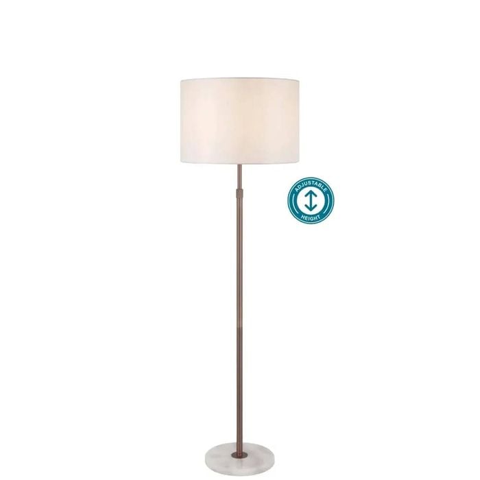 Telbix Placin Vintage Standing Floor Lamp Light Fabric Metal Marble Bronze Ivory White Marble